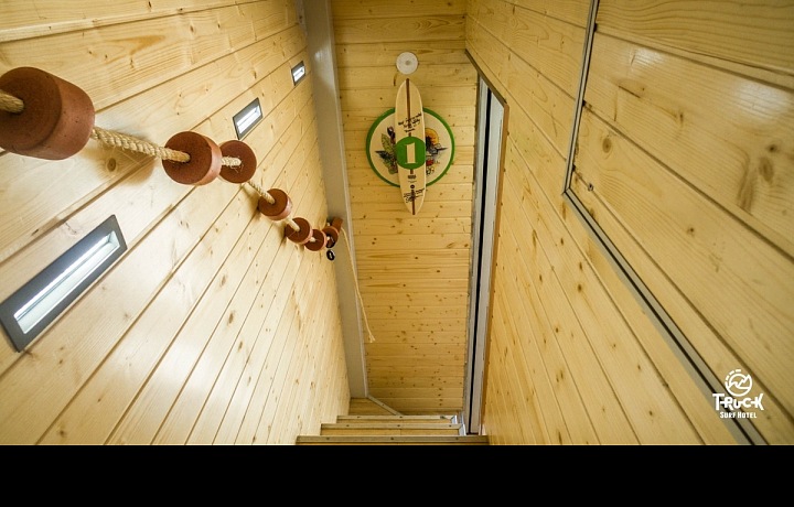 Interior of unique hotel on wheels