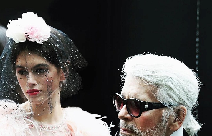 Karl Lagerfeld and Kaia Gerber