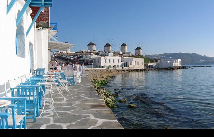 Little Venice na ostrově Mykonos