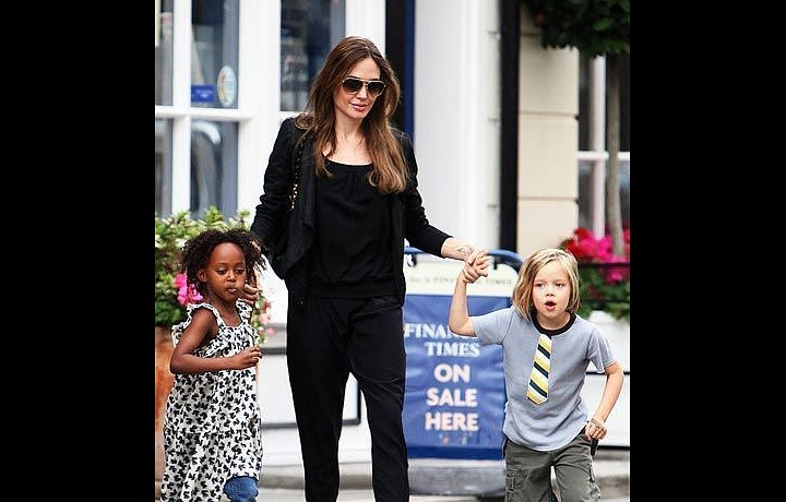 Angelina Jolie with her kids