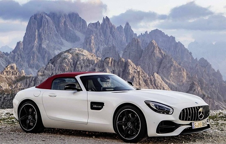 Mercedes AMG GT S Roadster in white