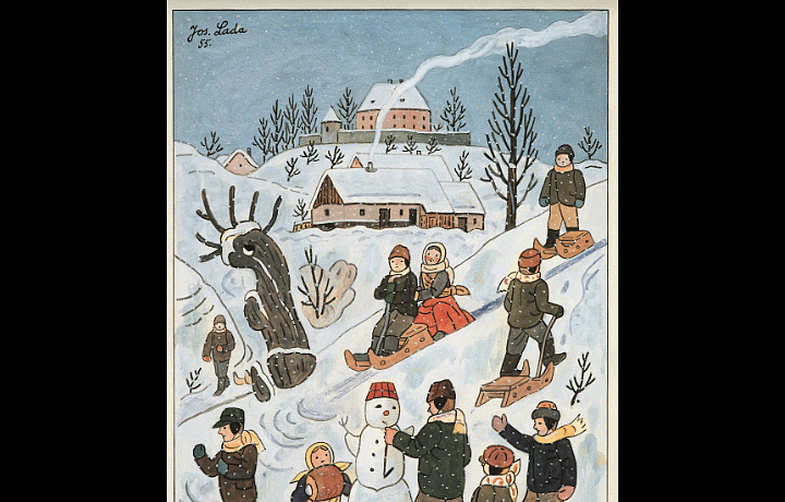 Children in winter, Josef Lada, 1955