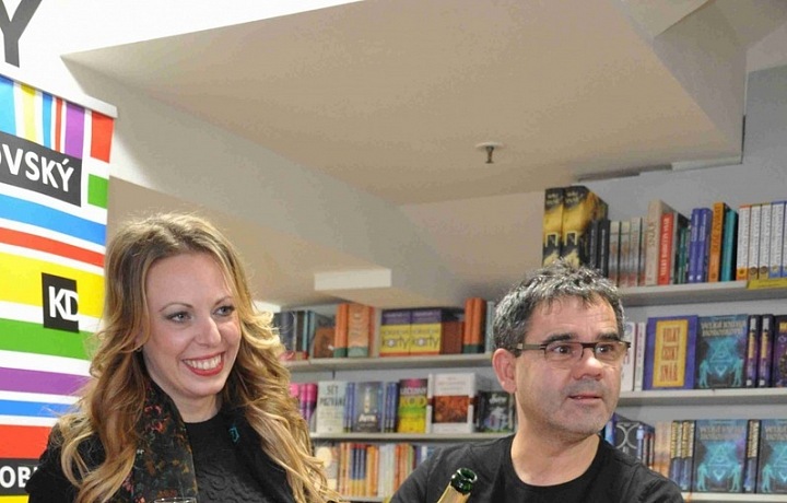 Olga Malá with her book