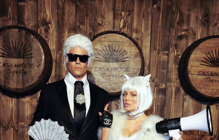 Josh Duhammel and Fergie as Karl Lagerfeld and Choupette