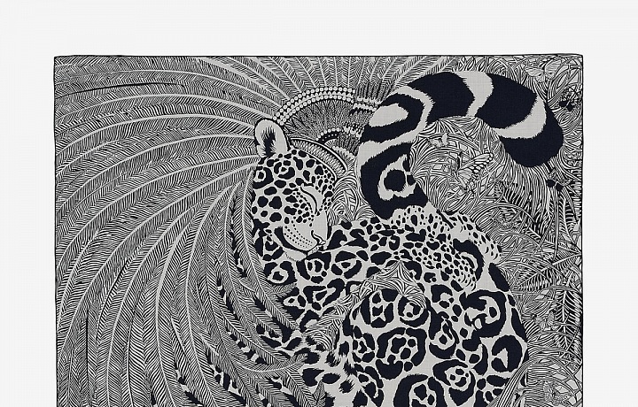 Jaguar on Hermès luxury scarf