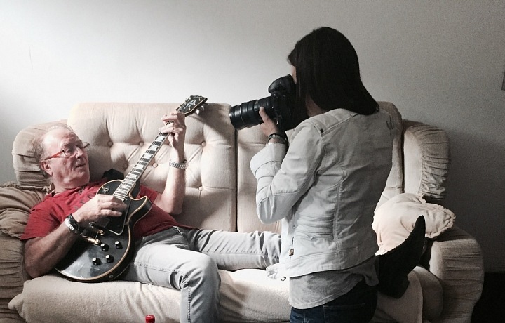 Při focení Petra Jandy. 