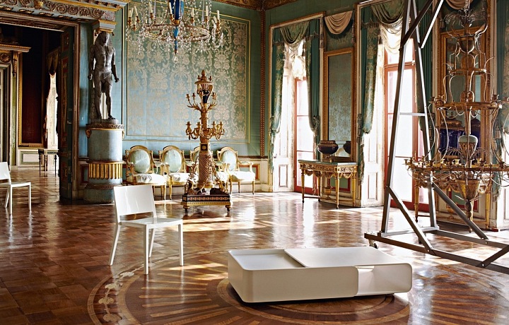 White chair Lizz in interior, Kartell
