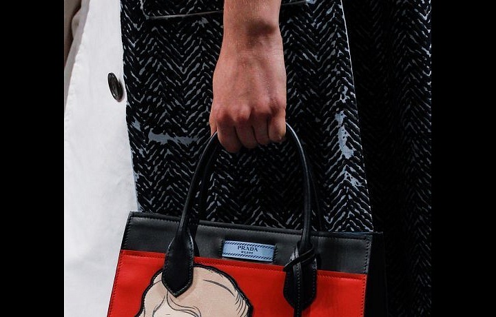 Handbag with comic illustrations.