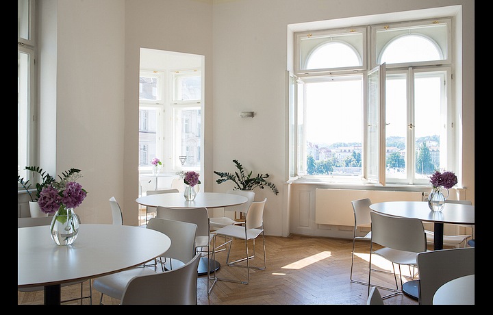 Dancing-hall with views of the river and the Dancing House