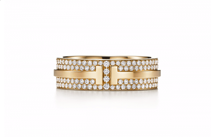 Tiffany T Two in yellow 18k gold with diamonds