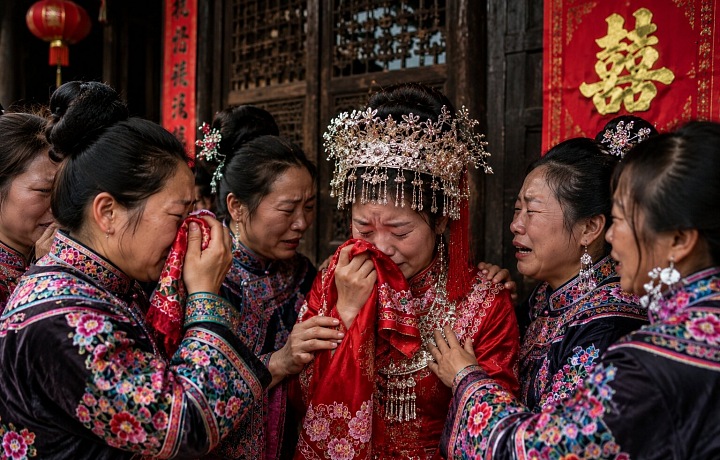 Among the Tujia ethnic group in China, one of the most important wedding traditions is the bride's crying.