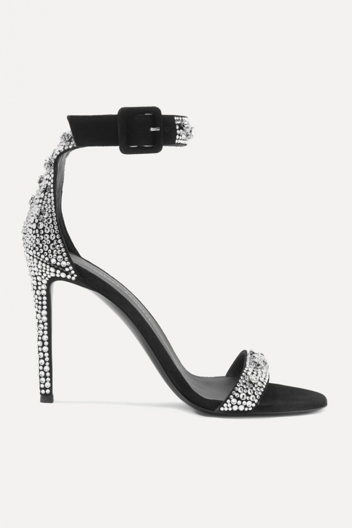 Černé sandálky s kamínky Giuseppe Zanotti