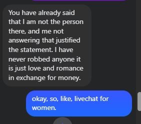 Conversation in "romantic scam"