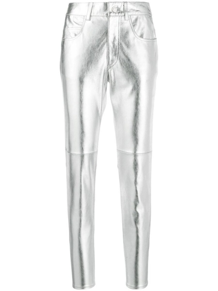 Stříbrné metalické kalhoty Isabel Marant