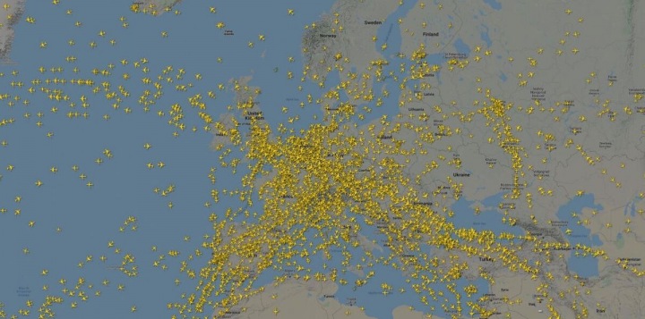 Letecký provoz nad Evropou na začátku března.