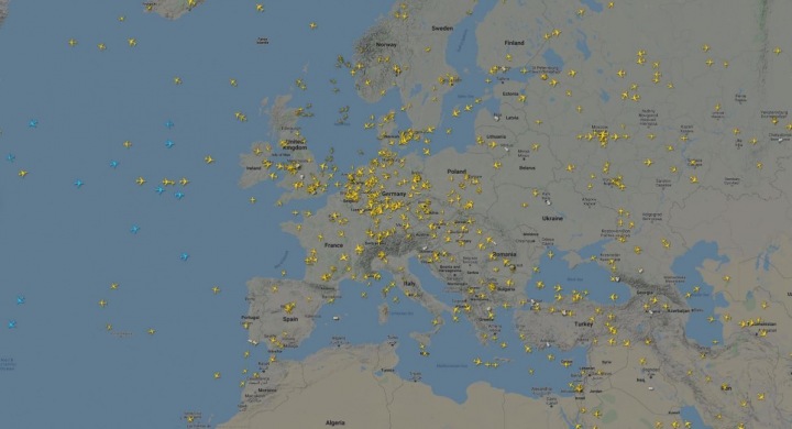 Letecký provoz nad Evropou v dubnu.