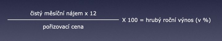 Vzorec pro výpočet hrubého výnosu z investice