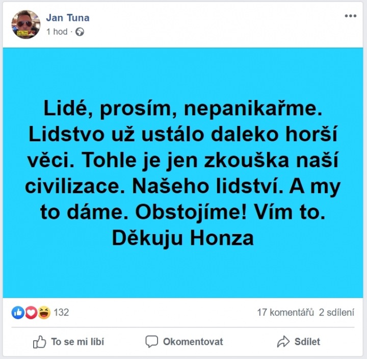 Moderátor Jan Tuna mírní paniku.