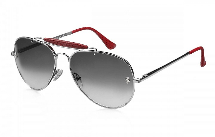 FERRARI – Sunglasses with tinted glasses and red leather