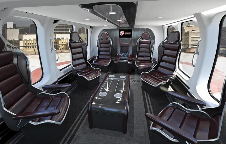 Interior of luxury helicopter