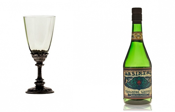 Glass for absinthe and Toulouse Lautrec