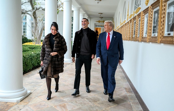 Photos of Donald Trump, Cristiano Ronaldo and Georgina Rodriguez