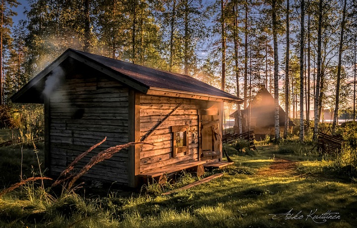 Smoke sauna in Finland forest