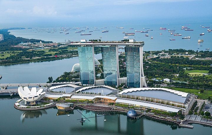 Marina Bay Sands in Singapore as seen from a plane.