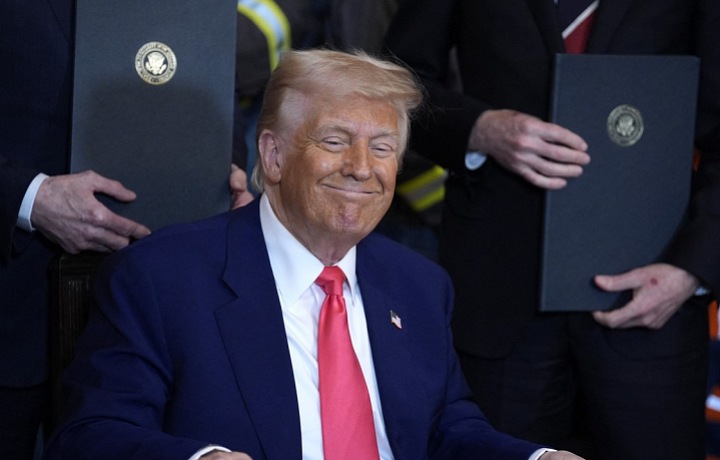 The American president is so far praising the new tariffs