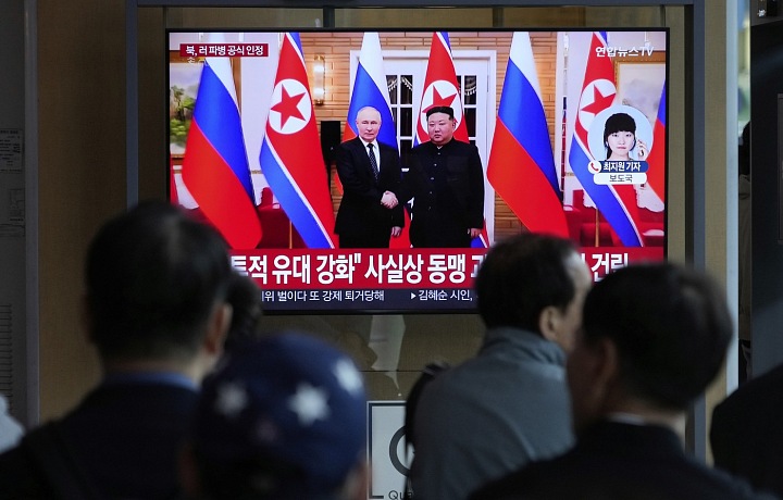 Kim Jong-un and Vladimir Putin.