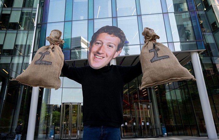 Caricature of Mark Zuckerberg in London.